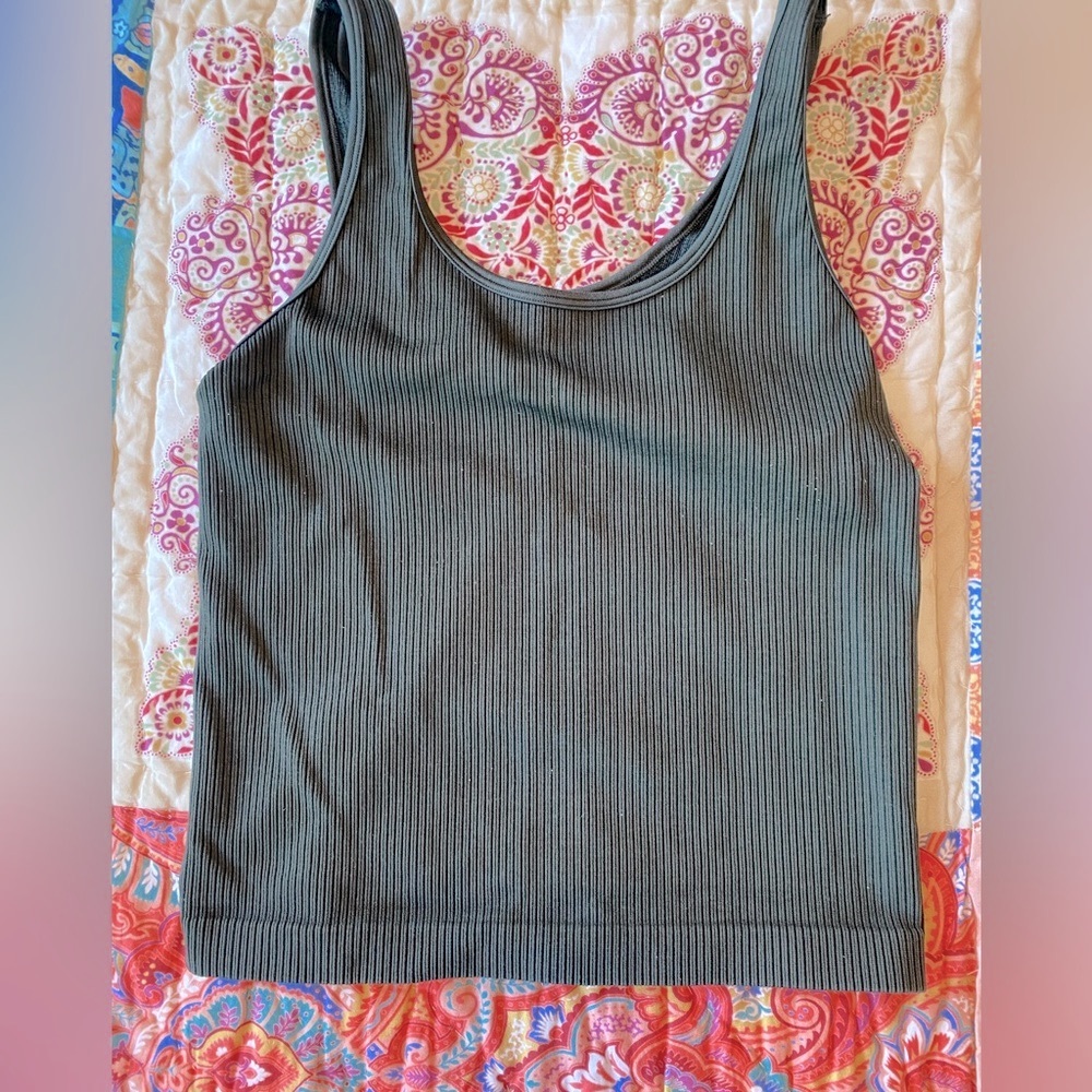 Crop top in deep forest green.